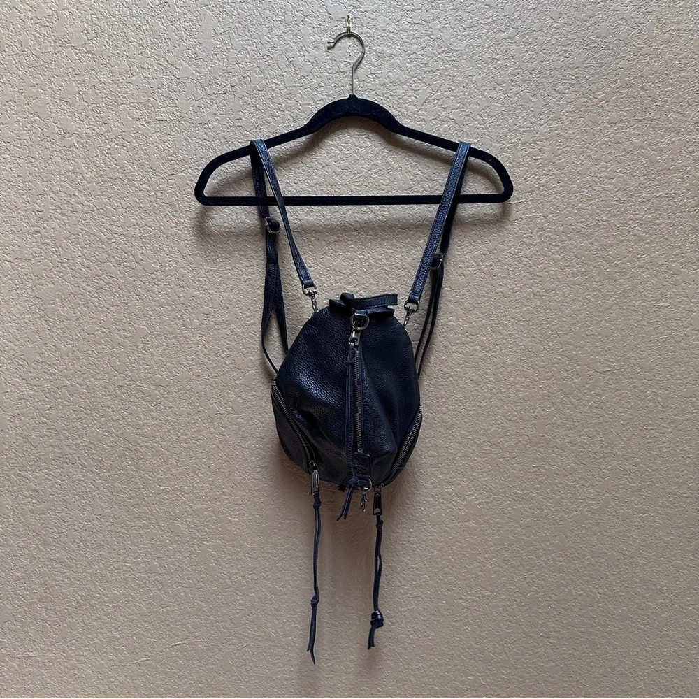 Rebecca Minkoff Black Leather Backpack with Vertical Zipper - Picture 9 of 12